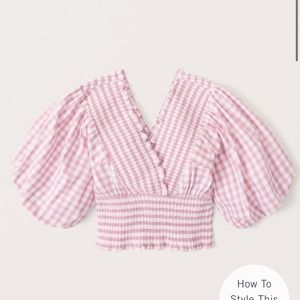 Abercrombie Pink Gingham Puff Sleeve Top